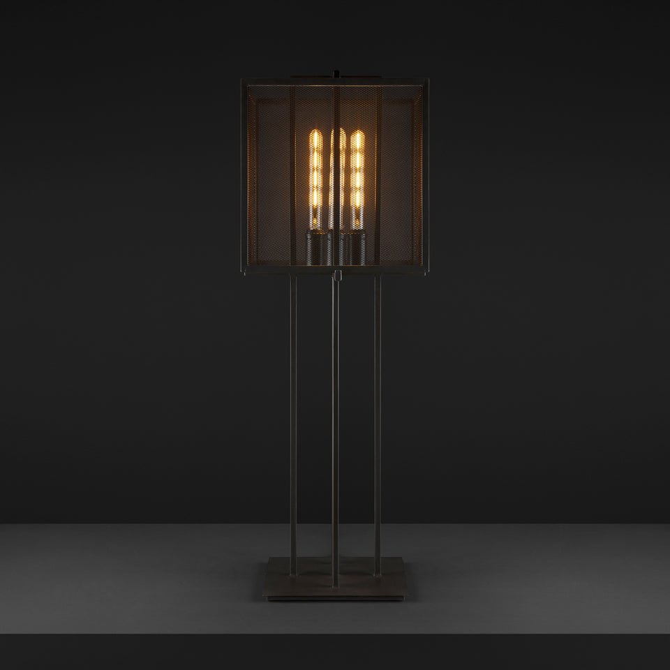 Lámpara de Mesa Americana de 4 Luces con Pantalla de Malla